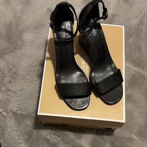 Michael Kors Black Fiona Wedge Heeled Sandals